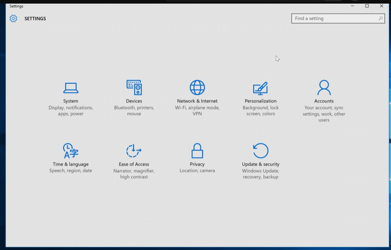 Windows 10 Settings window