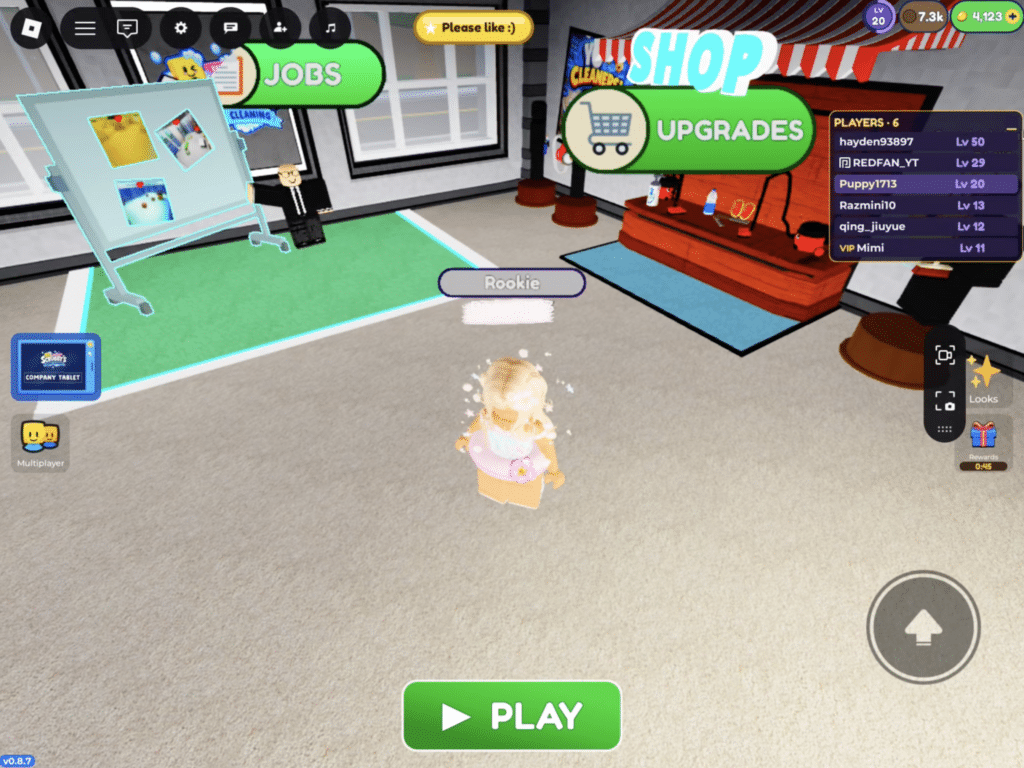 Shop und Upgrades in Carpet Cleaning Simulator auf Roblox